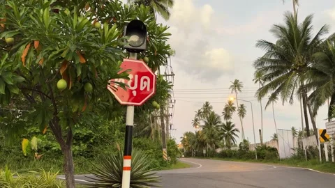 Empty road and stop sign in Thailand Vídeo Stock 277610729