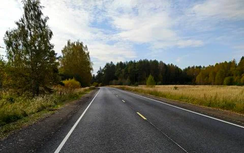 Empty road in the autumn landscape Stock Photos