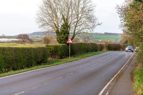 Empty road with a car in Aspley Guise, Milton Keynes Stock Photos