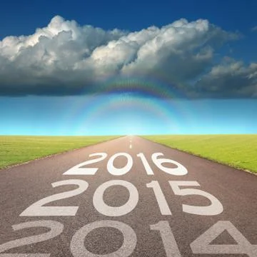 Empty road concept to upcoming 2016 Stock Photos