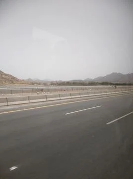 The empty road in  the desert Stock Photos