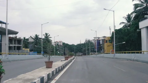 Empty road due to corona virus pandemic Stock Footage 131038549