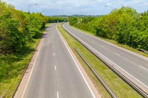 Empty road in either direction Stock Photos