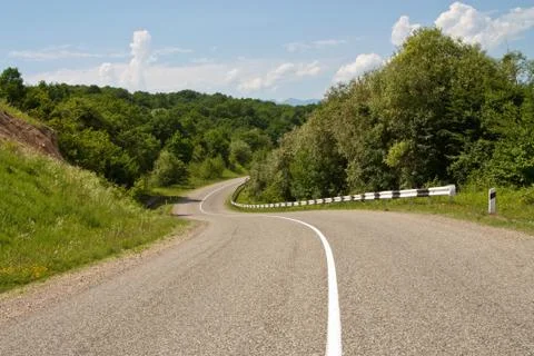 Empty road in forest landscape Stock Photos