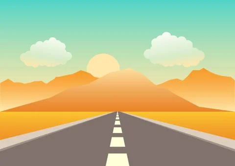 Empty road heading to the mountains Stock Illustration