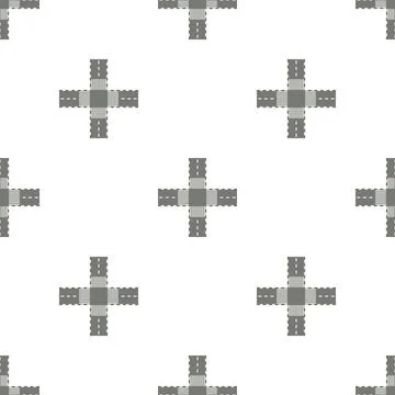 Empty road intersection pattern seamless vector Stock Illustration