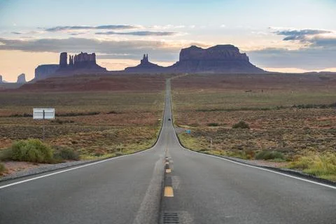 Empty Road in the Middle of the Desert Stock Photos