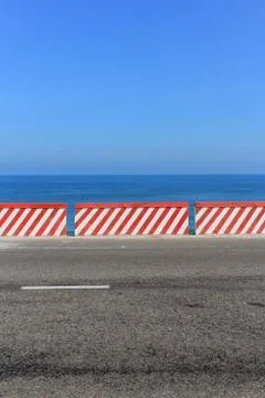 Empty Road with ocean view Stock Photos