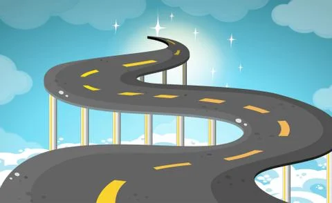 Empty road over the clouds Stock Illustration