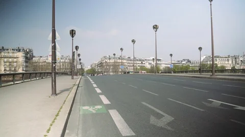 Empty road in Paris during coronavirus lockdown Stock Footage 126753079