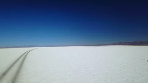 Empty road on SALT DESERT drone aerial footage Stock Footage 88431083