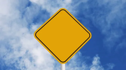 Empty Road Sign on Clear Blue Sky with Rapid Moving Clouds Video stock 156862046