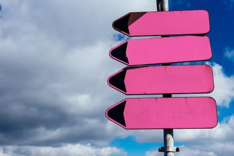 Empty road sign pointers Stock Photos