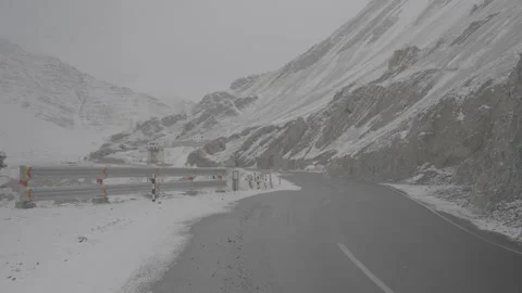 Empty Road Through Scenic Ladakh Landscape – Stable Editorial Shot 28th Feb 2025 Stock Footage 313326267