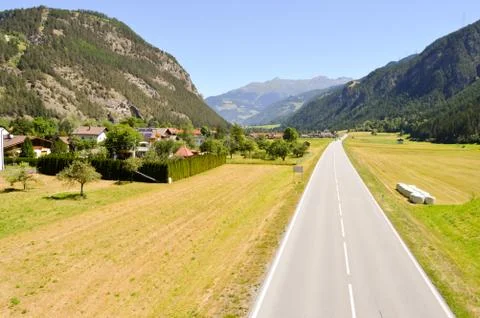 Empty Road Traffic in a Tyrolean Stock Photos