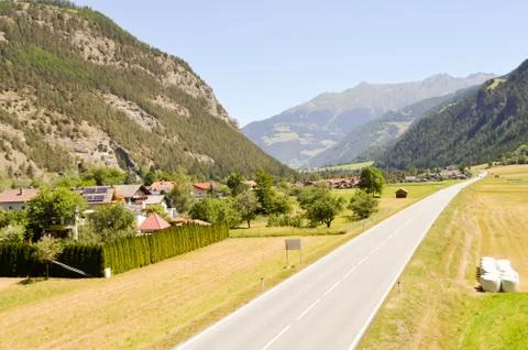 Empty Road Traffic in a Tyrolean Stock Photos