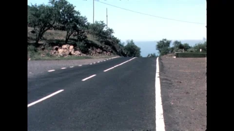 Empty Road with Trees and Rocks Stock Footage 278331913