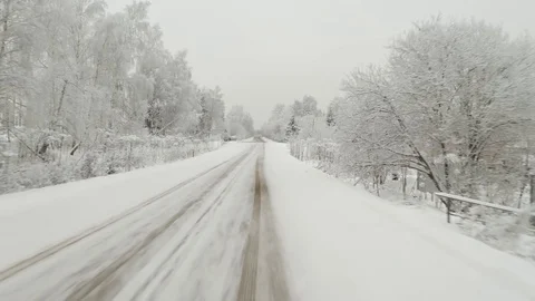 Empty road in the winter forest Stock Footage 113013412