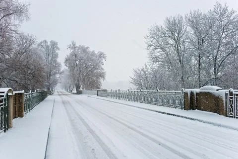 Empty road in the winter. Stock Photos