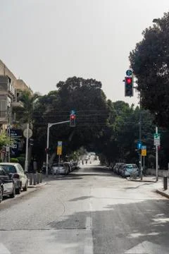 Empty roads of central Tel Aviv city during Yom Kippur Foto stock
