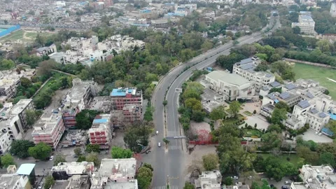 Empty Roads of Delhi in  lockdown Drone clip Stock Footage 134450789