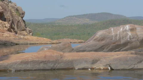 Empty Rockpool at the top of Gunlom Falls, Kakadu, Australia Stock Footage 68933915