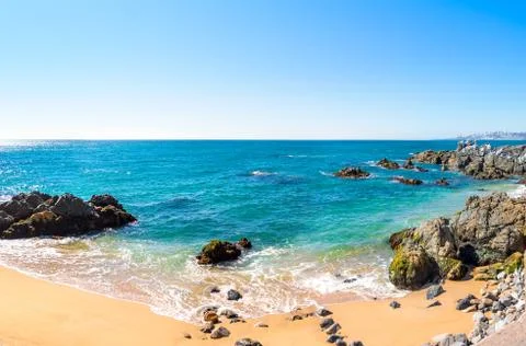 Empty rocky beach Stock Photos