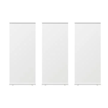Empty Roll Up Banners Isolated White Background Stock Illustration