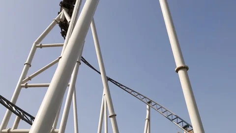 Empty rollercoaster in amusement park Stock Footage 100604528