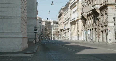 Empty Rome Italy one man walking Corso Vittorio Emanuele Ii Covid-19 2 Stock Footage 127698538