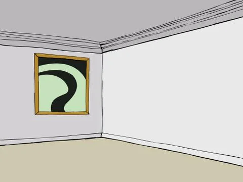 Empty Room with Abstract Picture Stock Illustration