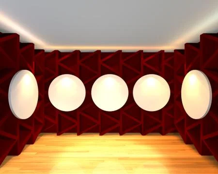 Empty room abstract red gallery Stock Illustration