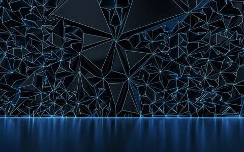 Empty room and neon with dark background, 3d rendering. Illustrazione stock