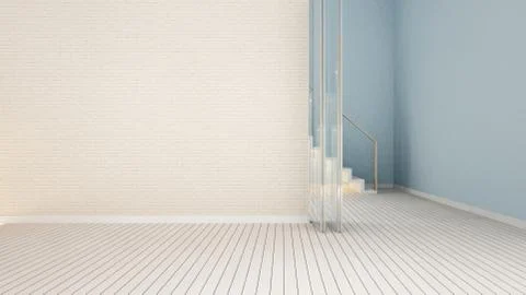 Empty room and white brick wall in apartment or home - 3D Rendering Stock Illustration