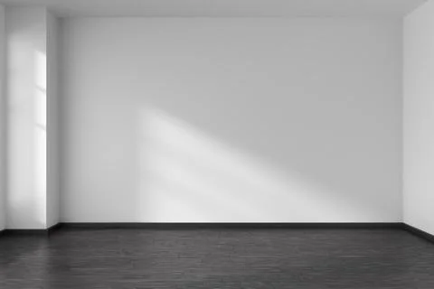 Empty room with angle with black parquet floor and white walls Stock Illustration