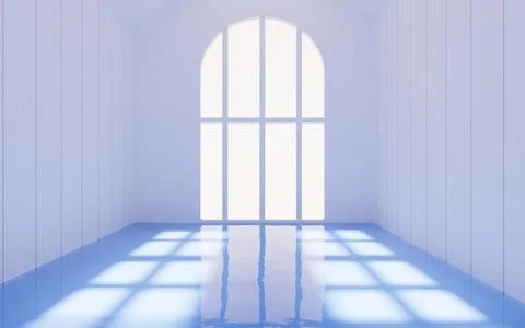 Empty room with arch door, 3d rendering. Illustrazione stock