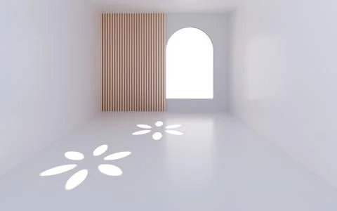 Empty room with arch door and skylight, 3d rendering. Ilustración de archivo