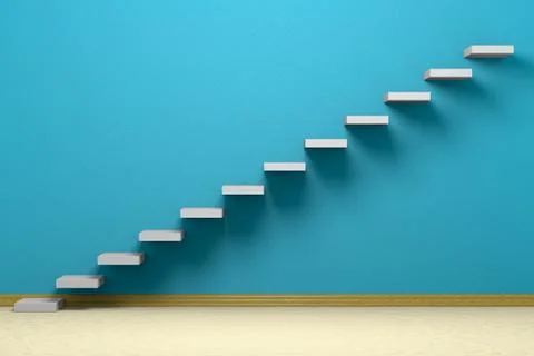Empty room with ascending stairs Stock Illustration