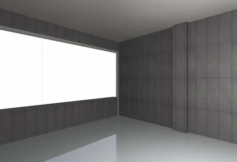Empty room, bare concrete wall and reflecting floor Stock Illustration
