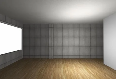Empty room with bare concrete wall and wood floor Stock Illustration