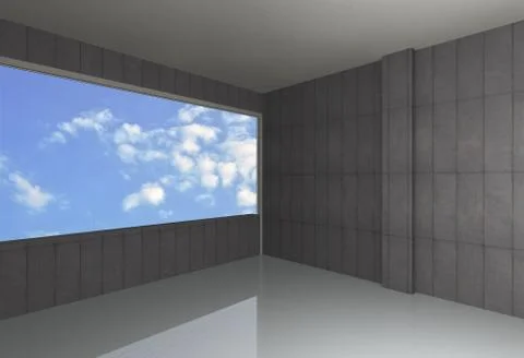 Empty room, bare concrete wall and reflecting floor Stock Illustration