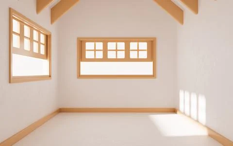 An empty room with beams, 3d rendering. Stock-Illustration