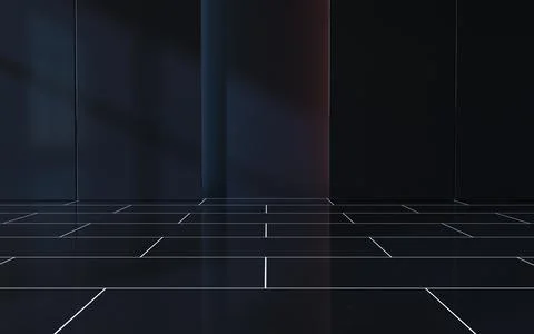 Empty room with black background, 3d rendering. Stock Illustration