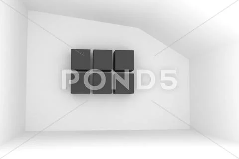 Empty room with black box Stock Illustration