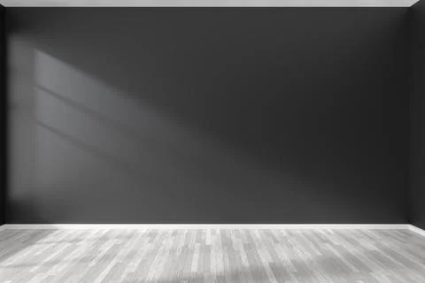 Empty room with black wall and white parquet floor Stock Illustration
