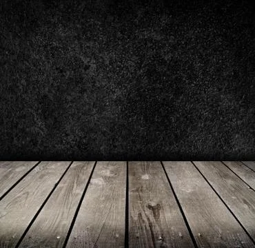 Empty room with black wall. ready for product montage display. Fotos Stock