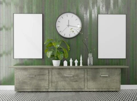 Empty Room With A Blank Canvas . 3d rendering Stockillustratie