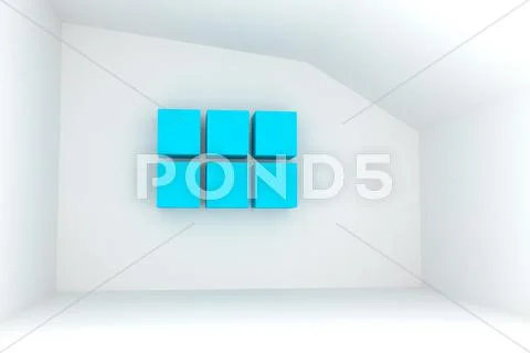 Empty room with blue box Stock Illustration