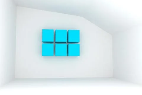 Empty room with blue box Stock Illustration