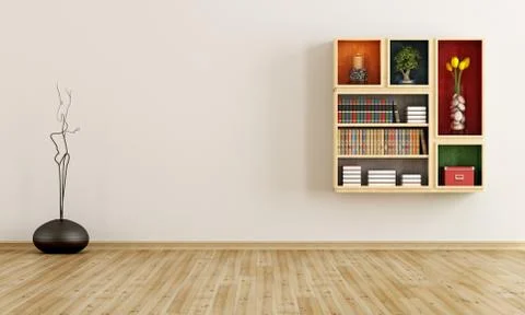 Empty room with bookcase Stock Illustration